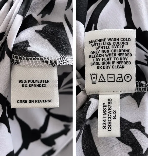 Calvin Klein Black & White Floral Sleeveless Blouse XL - Image 5