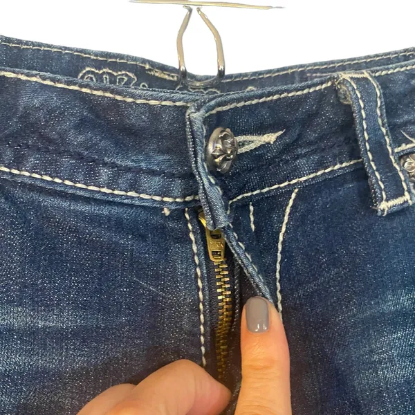 Miss Me Blue Easy Boot Distressed Embellished Classic Denim Jeans Women Sz 29 - Image 9