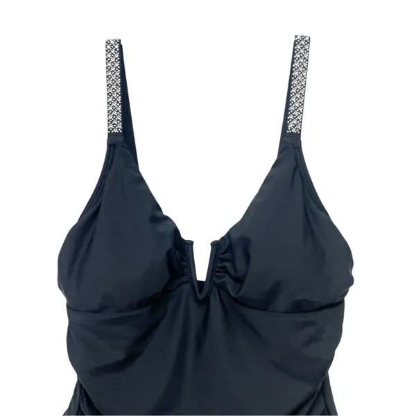 NWT Cupshe Reverie Land V Wire One Piece Swimsuit Medium Black Rhinestone Strap - Image 5