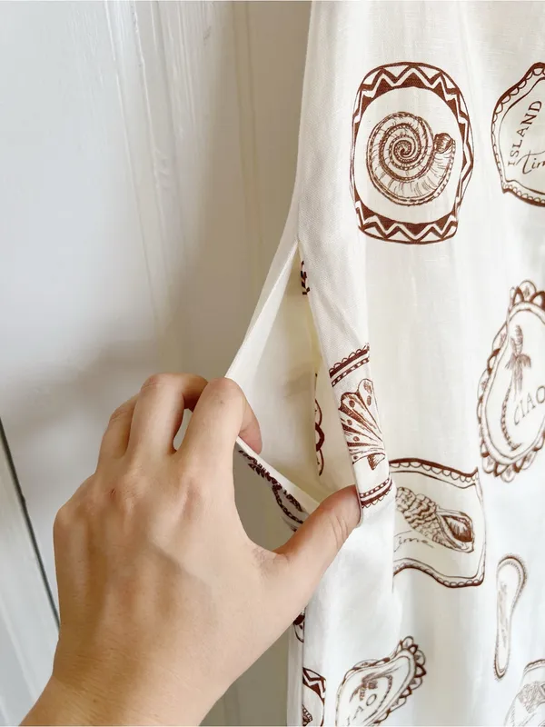 Kivari • Anthropologie Ciao Strapless Maxi Dress white linen print rickrack - Image 11