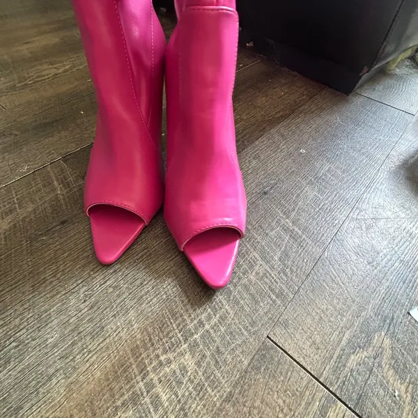 Cape Robbin Toxic thigh-high Hot Pink‎ Over The Knee Peep Toe Stiletto Boots 8 - Image 2