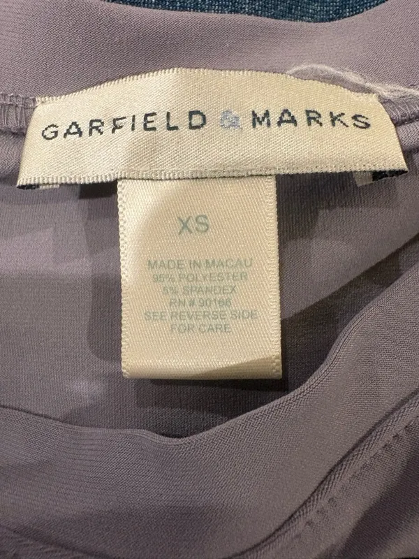 Garfield &Marks vintage slim fitting stretchy ruched top lavender gray XS S - Image 3