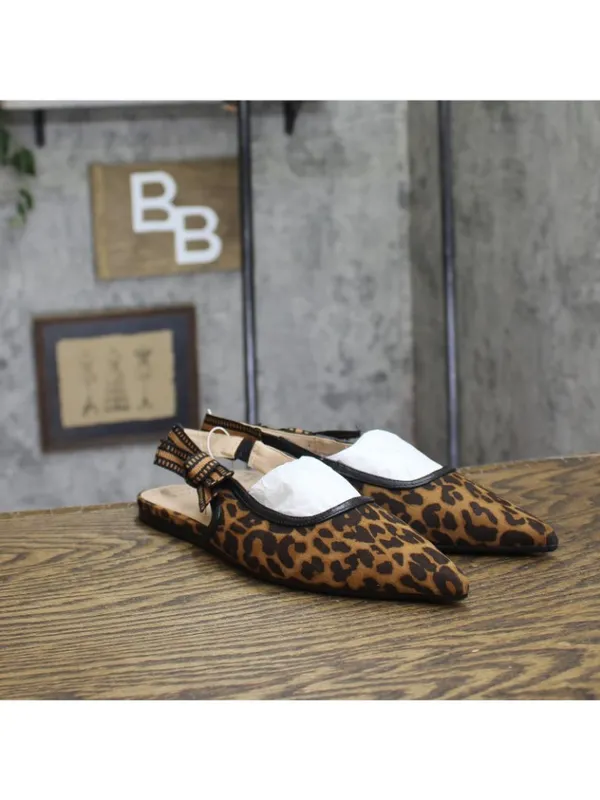 NEW A New Day London Slingback Flats Pointed Toe Bow 94303554 Leopard Brown 6.5M - Image 2