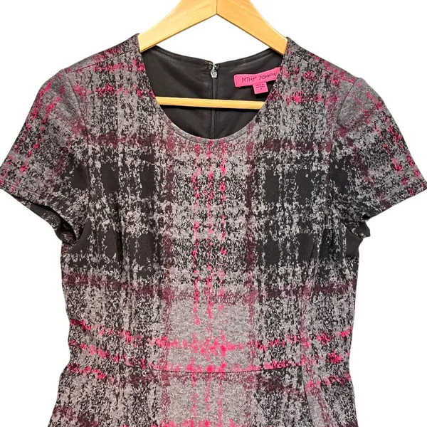 Betsey‎ Johnson Womens Preppy Goth Gray Pink Plaid Fit & Flare Dress Small - Image 5