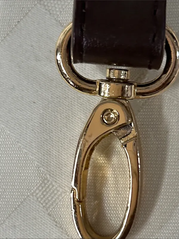 Brown Leather Crossbody Strap with Gold Hardware - Image 4