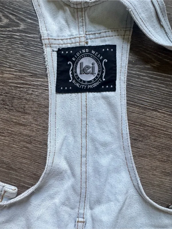 Vintage 90s LEI Light Blue Denim Short Overalls M - Image 14