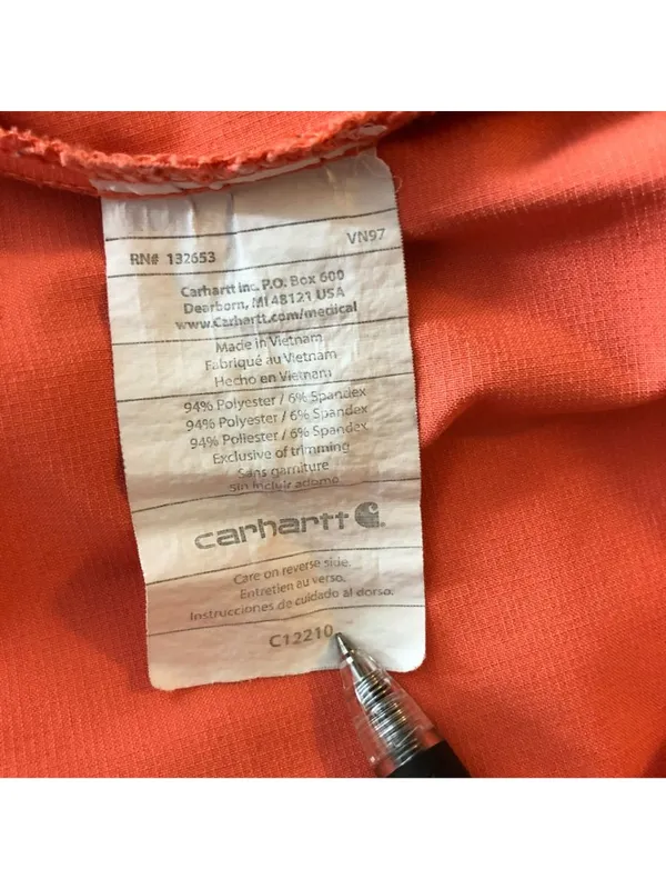 Carhartt Women's Force Cross-Flex V-Neck Scrub Top Pockets Orange XL - Image 4