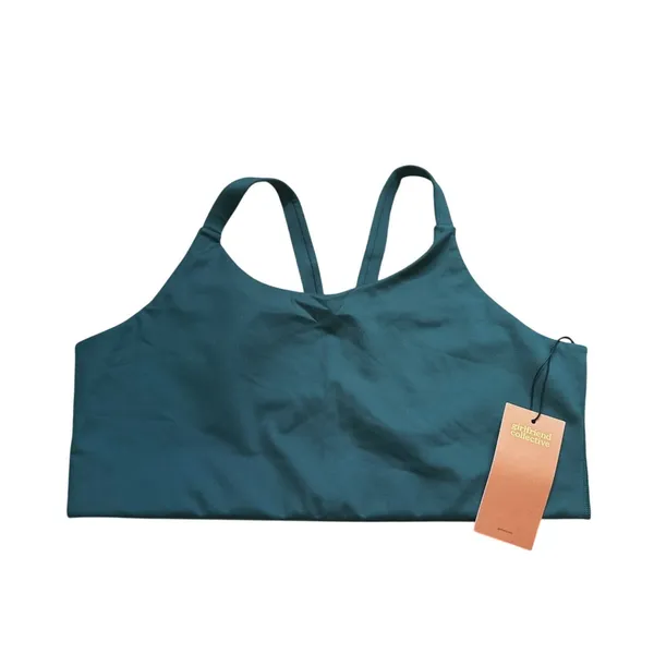 NWT Girlfriend Collective Lou Sports Bra XXXL Teal Green V-Back Gym Workout - Image 3