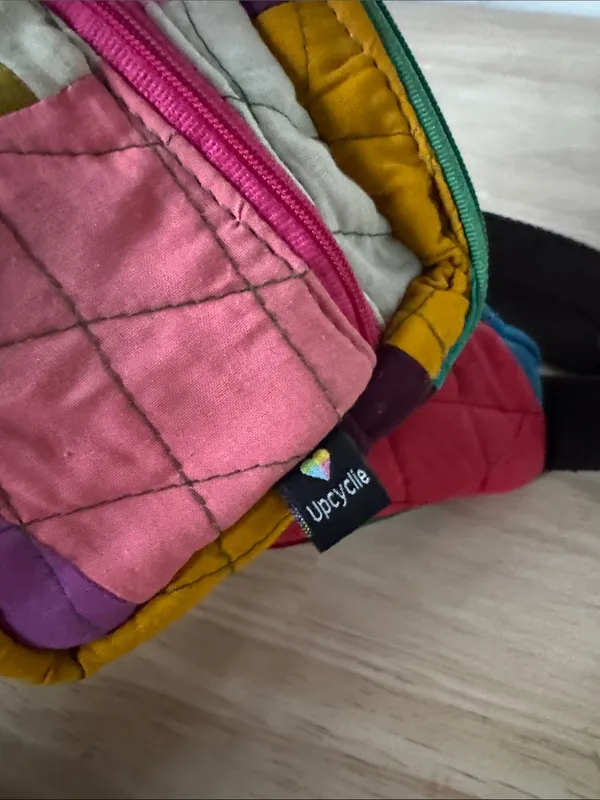 Upcyclie Colorblock Quilted Patchwork Crossbody Belt Bag - Image 3