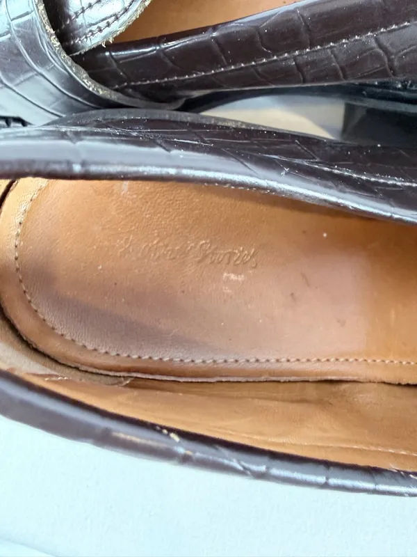 & Other Stories Croc Embossed Block‎ Heel Loafers in Dark Brown Size 10.5 - Image 8