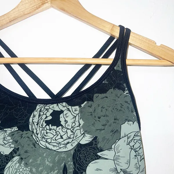 Four Laps vitality athletic fit peonies print thyme olive green new bra - Image 3
