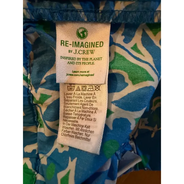 J.Crew Re-Imagined Shorts Womens M Blue Green White Floral Pull-On - Image 3