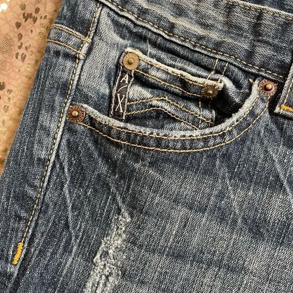 Armani Exchange J57 Ultra Low Rise Faded Wash Straight Leg Jeans, 6R - Image 4