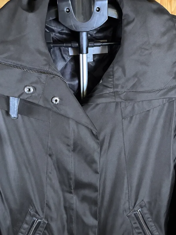 Marc New York Andrew Marc XS Black Raincoat Jacket Detachable Liner Faux Leather - Image 9