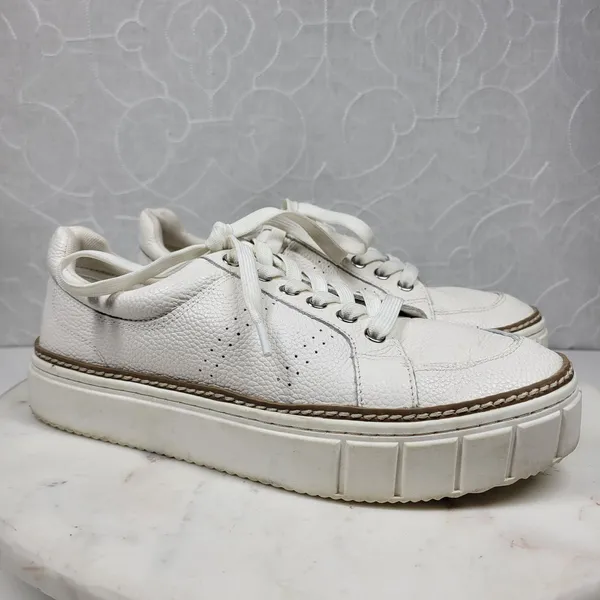 Vince Camuto Rezelli Platform Sneakers Womens 7.5 White Leather Lace-Up Shoes - Image 4