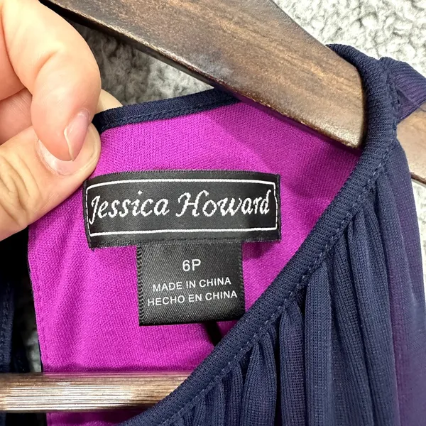 Jessica Howard Babydoll‎ Dress 6P Purple Mesh Overlay Rhinestone Fairy Y2K HOCO - Image 6