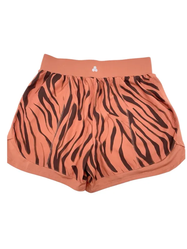 Tek Gear Women's Multi-Purpose Workout Shorts Size Medium Orange Tiger Stripes - Image 2