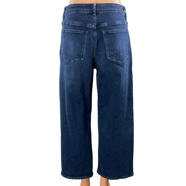 Quince Women's Blue High Waisted Wide Leg Baggy Cropped Denim Jeans Size 27 - Image 3