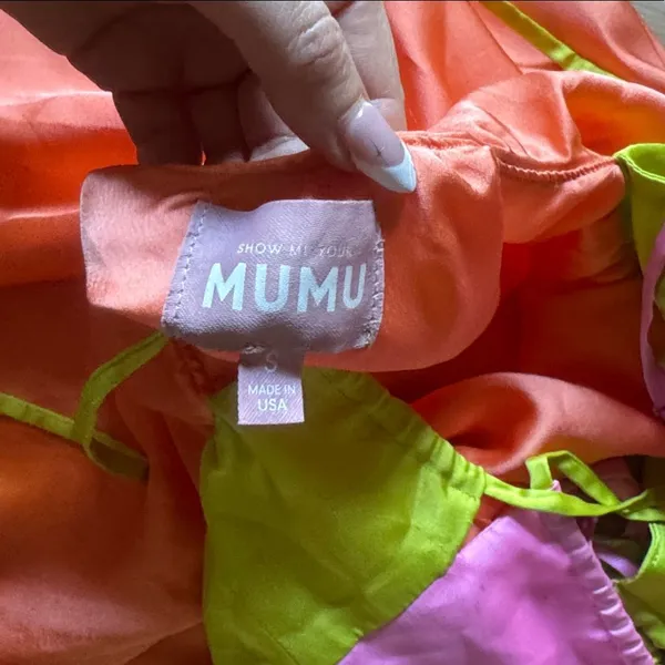 Show Me Your MuMu Pink, Green, and Orange Dress - Image 3