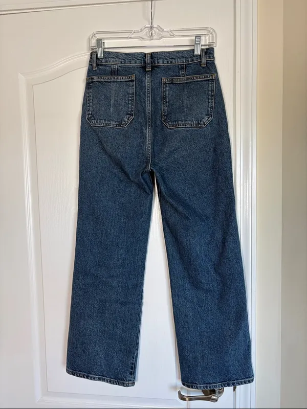Reformation Alyssa Patch Pocket High Rise Wide Leg Jeans Anguilla Wash - Image 5