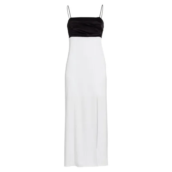 Alice + Olivia NWT Lilita Black & White Satin Maxi Slip Dress‎ Size 4 - Image 3