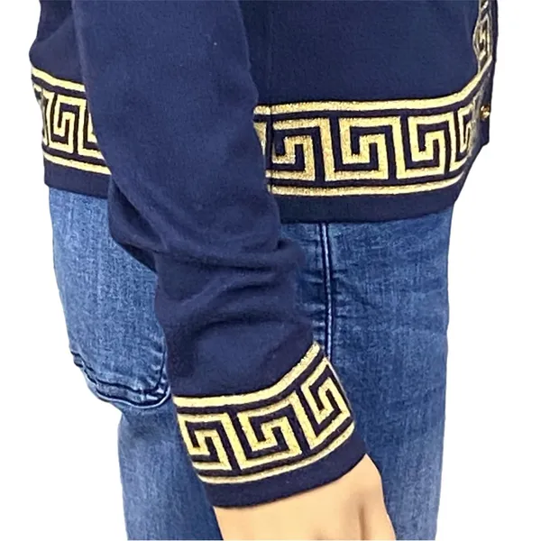 LILLY PULITZER Navy & Gold Greek Key Keane Cardigan Sweater Buttons Small - Image 7