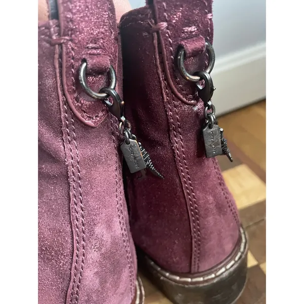 COACH Bowery Chelsea Bootie $395 Bordeaux Ankle Boot Metallic REXY size‎ 7 - Image 5