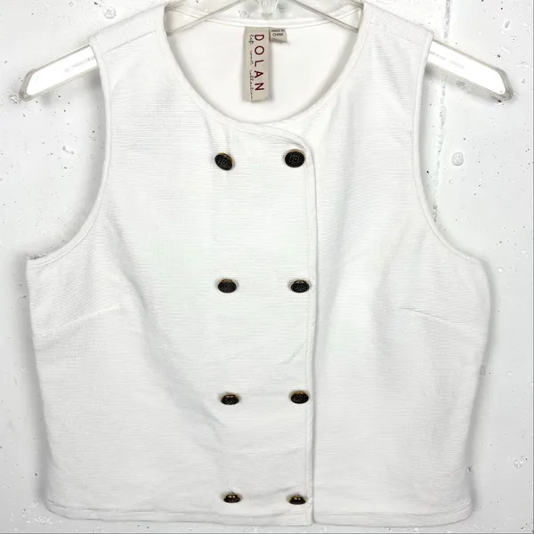Anthropologie Dolan Left Coast Structured Vest Pullover White Cotton Size Medium - Image 2