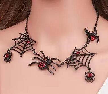 Gothic Halloween rhinestone spider necklace Black - Image 2