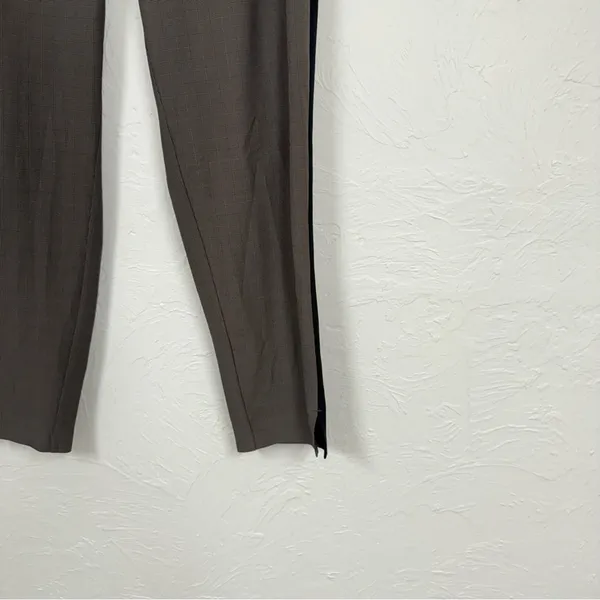 Athleta Brown Micro Plaid Brooklyn Ankle Pants Womens 4 Slim Trouser Classic - Image 3
