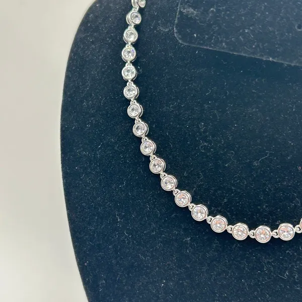 CZ Bezel Set Tennis Chain Silver 6mm 18 Inch No Pass Womens Waterproof New - Image 2