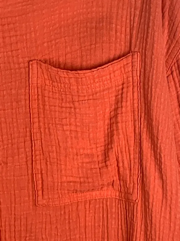 Aerie Womens S Pool to Party Gauze Shirt Orange Cotton Oversized Beach Cover Up - Image 5