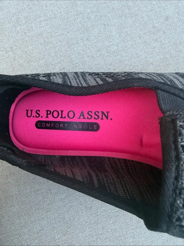 U.S. Polo Assn. Women's Black Knit Slip-On Sneakers size 6.5 - Image 4