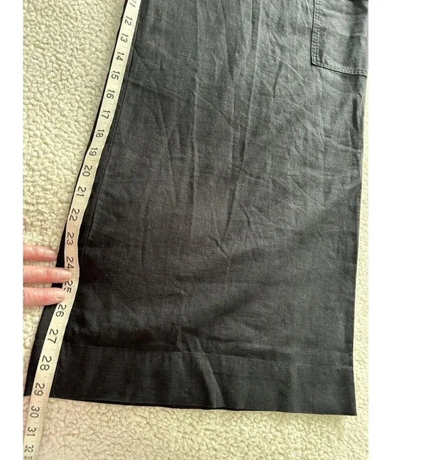 Madewell Womens Wide Leg Linen Blend Cargo Pants in True Black Size 6 - Image 11