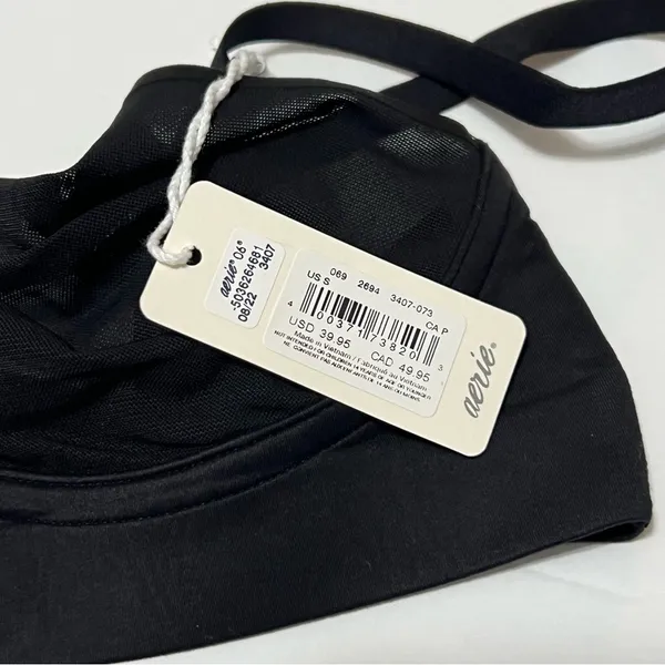 Aerie SMOOTHEZ Mesh Bralette True Black Unlined Wireless Size S New - Image 9