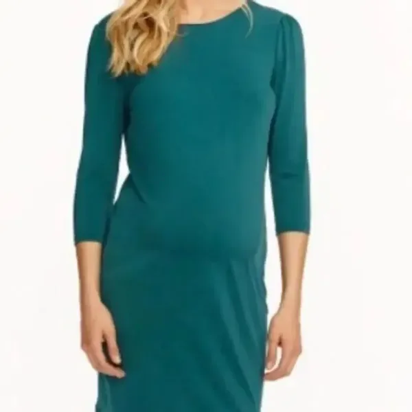 Rosie Pope Audra Maternity 3/4 Sleeves Mini Dress Scoop Back Back XS Ocean - Image 11
