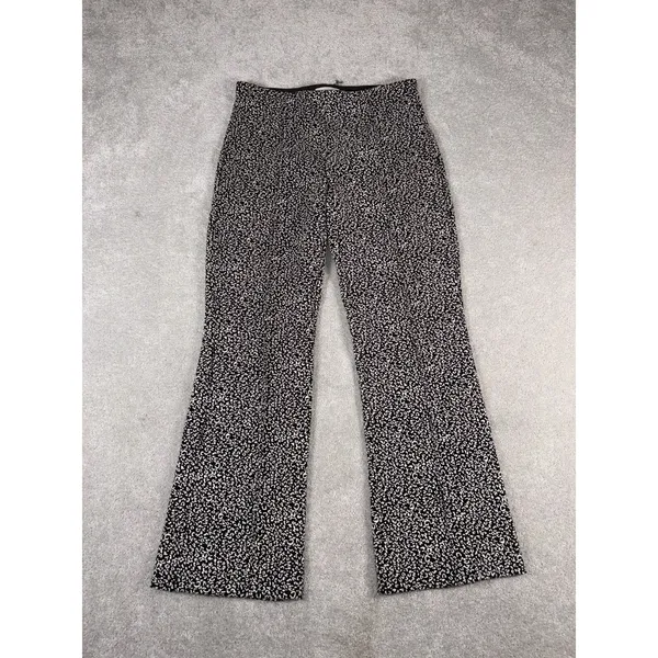 Anthropologie By The Essential Crop Flare Pants Womens Xs Black Animal Print - Image 3