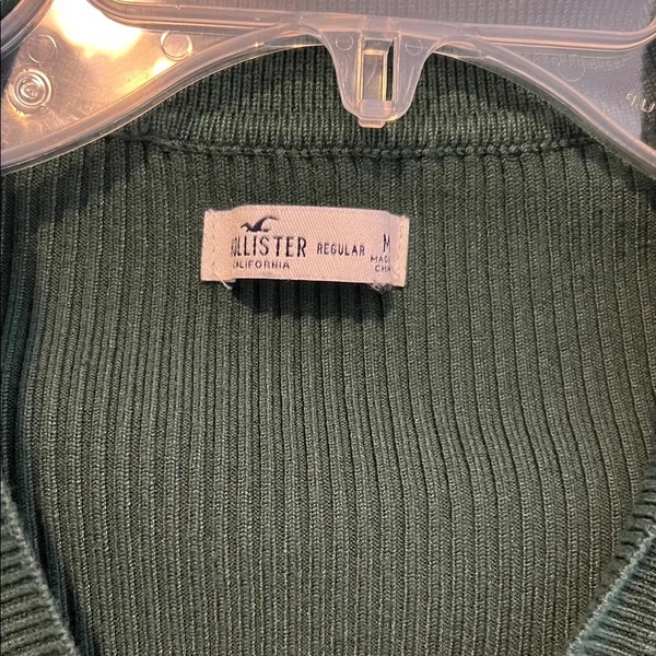 Hollister Long Sleeve Elegant Green Ribbed Knit Dress 071426 - Image 2