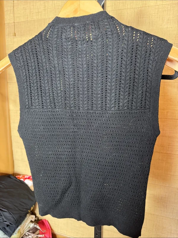 Free People Intimately Fresh Feeling Cami Black Knit Top Size Small - Image 6