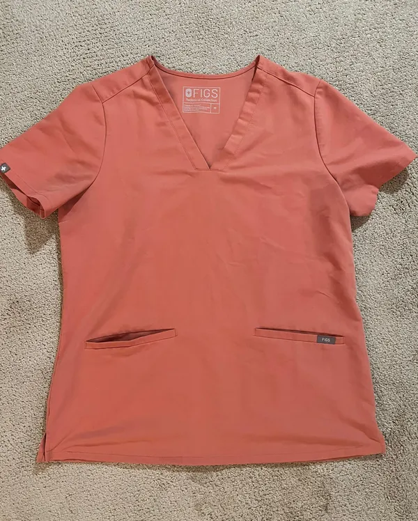 FIGS Coral Casma Orange Scrub Top - Image 2