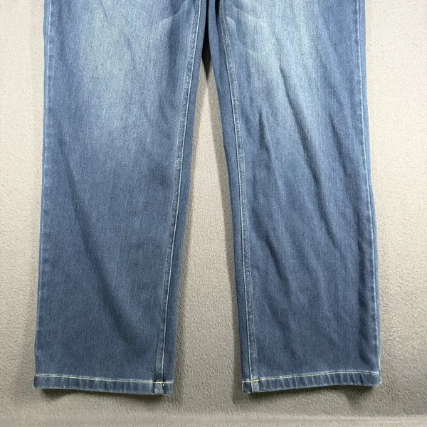 Halara Jeans Womens L Petite Blue Medium Wash Mid Rise Straight Stretch Denim - Image 3