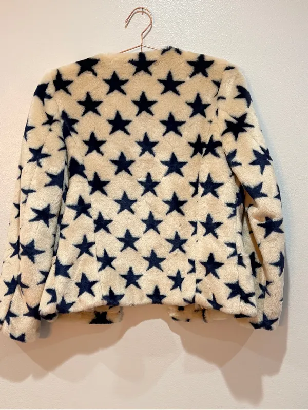 Chaser Faux Fur Star Collarless Jacket Medium - Image 9