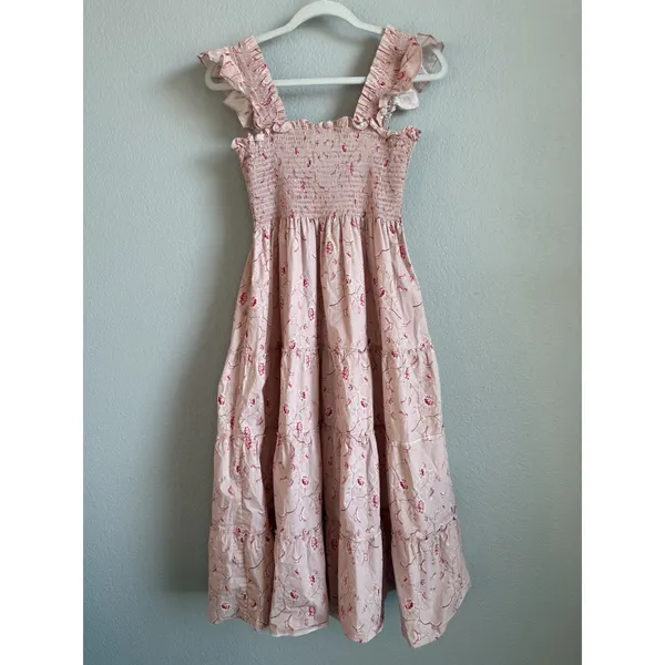 Hill House Home Bridgerton Ellie Nap Dress Small Pink Floral Smocked Cottagecore - Image 5