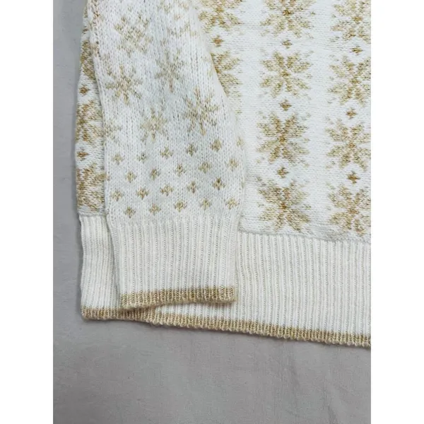Workshop Republic Clothing Womens Sweater Size S Fair Isle Cream Gold Cozy - Image 5