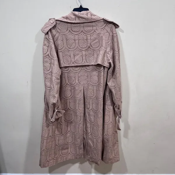 Farm Rio Eyelet Trench Coat – Tan Embroidered Long Jacket Sz XS - Image 12