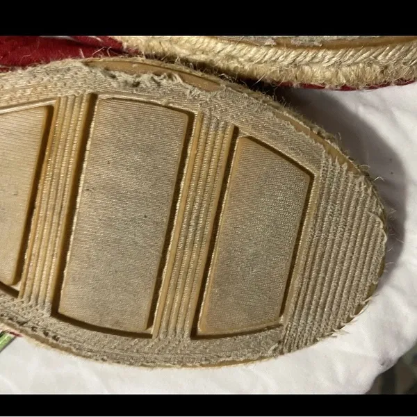 Steve Madden Red Espadrille Flats Womens Size 8 Slip On Canvas Shoes Preowned - Image 10
