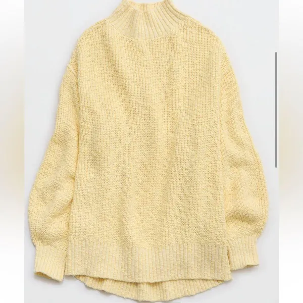 NWT Aerie Hits the Spot Mockneck Sweater Size Large NEW YELLOW - Image 2