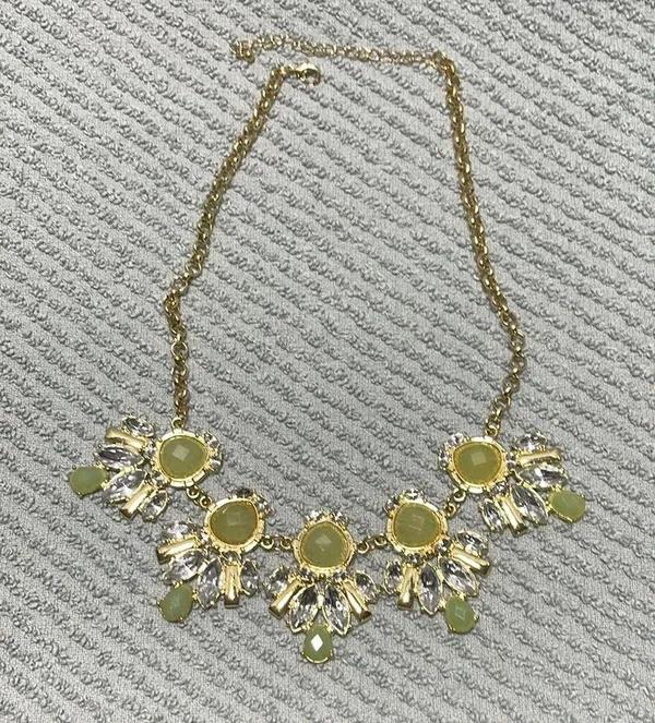 Pastel Floral Statement Necklace with Gold Chain - Image 2