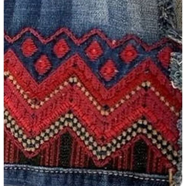 EXPRESS JEANS Boho Embroidered Cut Off Denim Bohemian Shorts ~ Women's 6 - Image 4