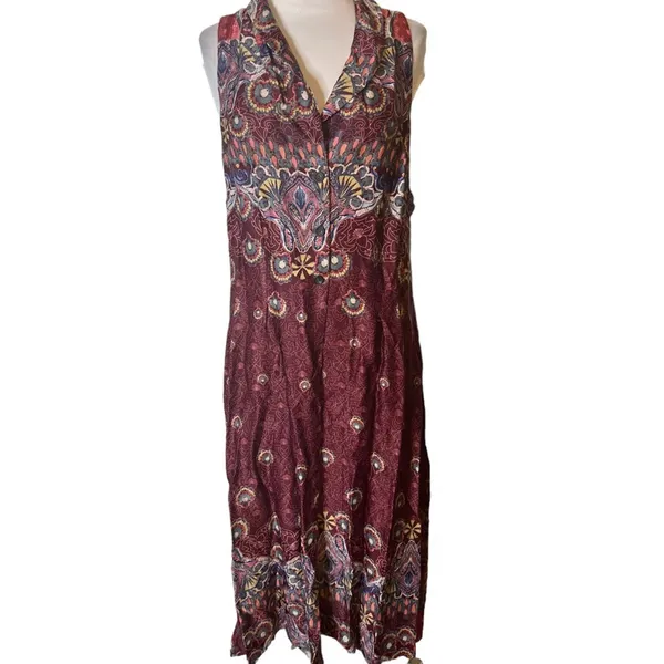 Free people‎ come see about me longline vest duster paisley print sz M - Image 7